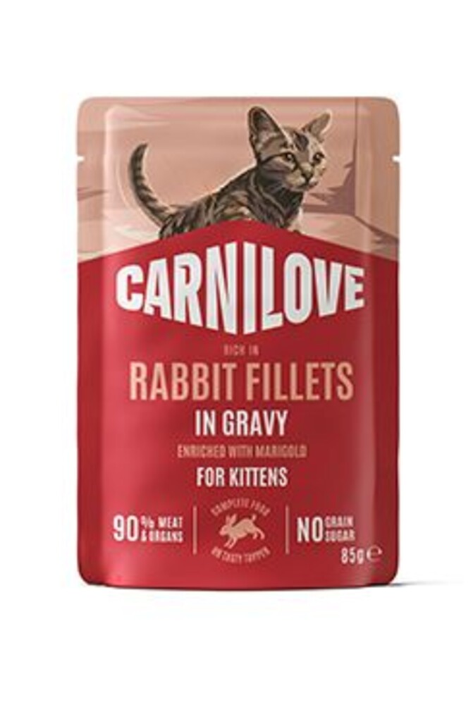 Cat Pouch Gravy Rabbit+Marigold Kittens 85g
