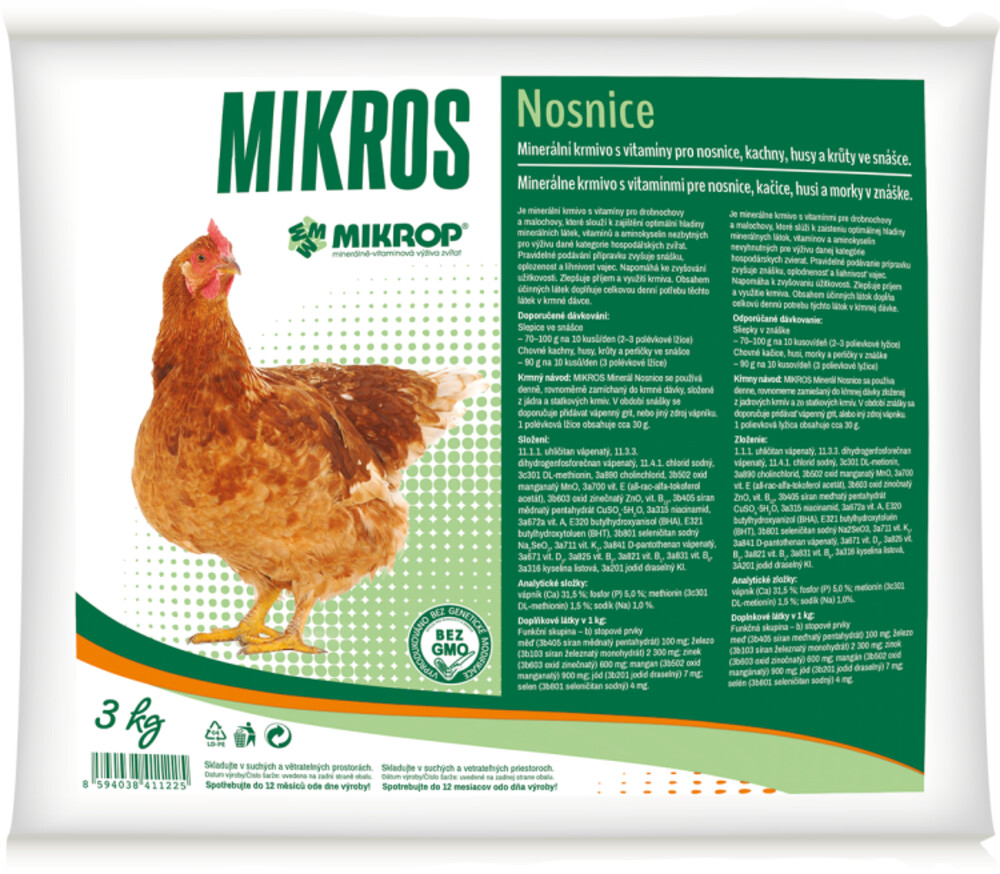 Mikros Nosnice - vitamínové krmivo 3 kg