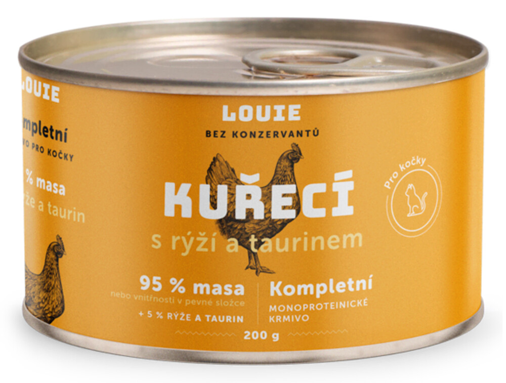 Kuřecí s rýží a taurinem 200 g - LOUIE kompletní krmivo pro kočky