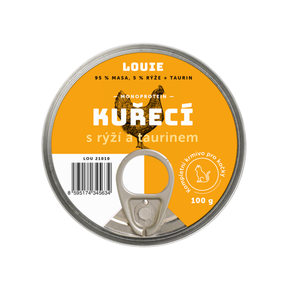 Kuřecí s rýží a taurinem 100 g - LOUIE kompletní krmivo pro kočky