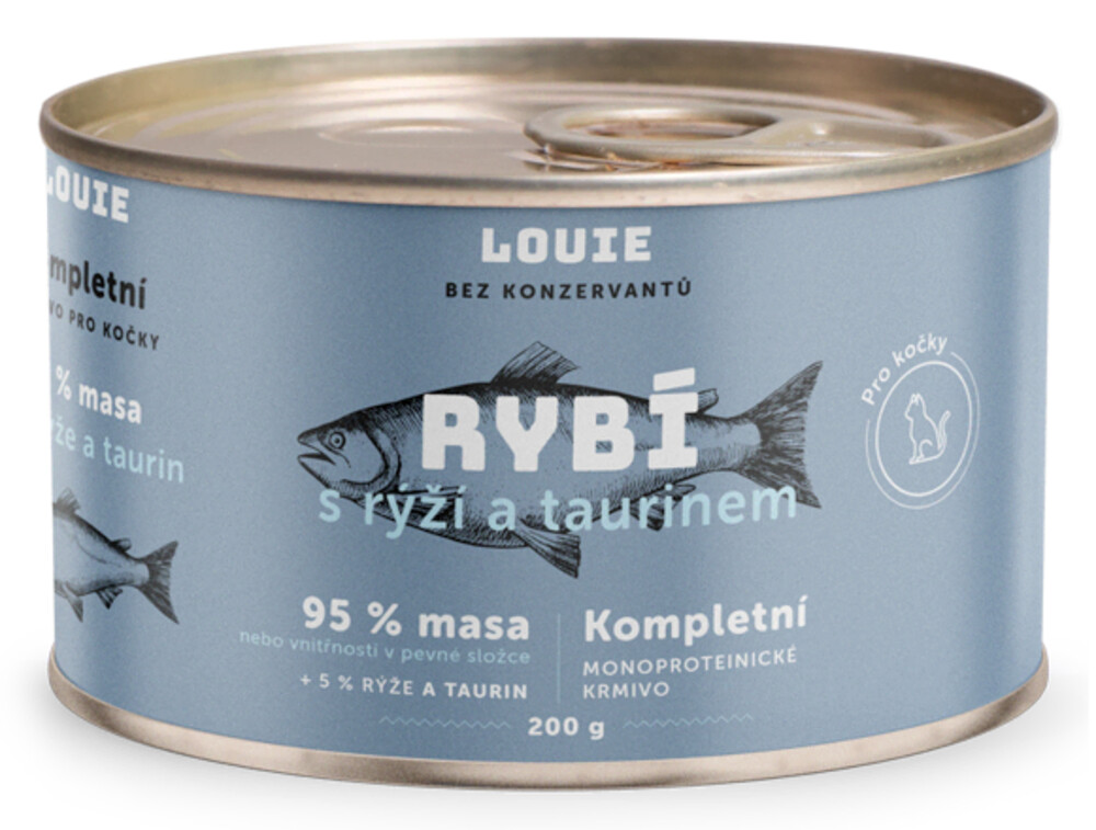 Ryba s rýží a taurinem 200 g - LOUIE kompletní krmivo pro kočky