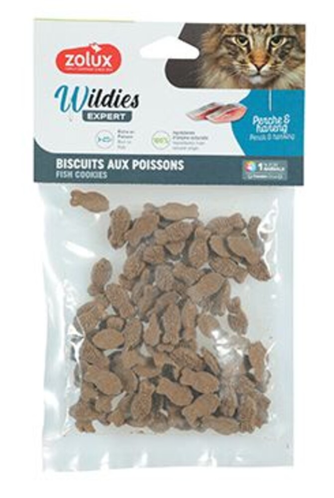 Pochoutka kočka WILDIES rybí sušenky 50g Zolux