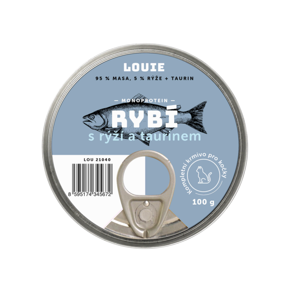 Ryba s rýží a taurinem 100 g - LOUIE kompletní krmivo pro kočky