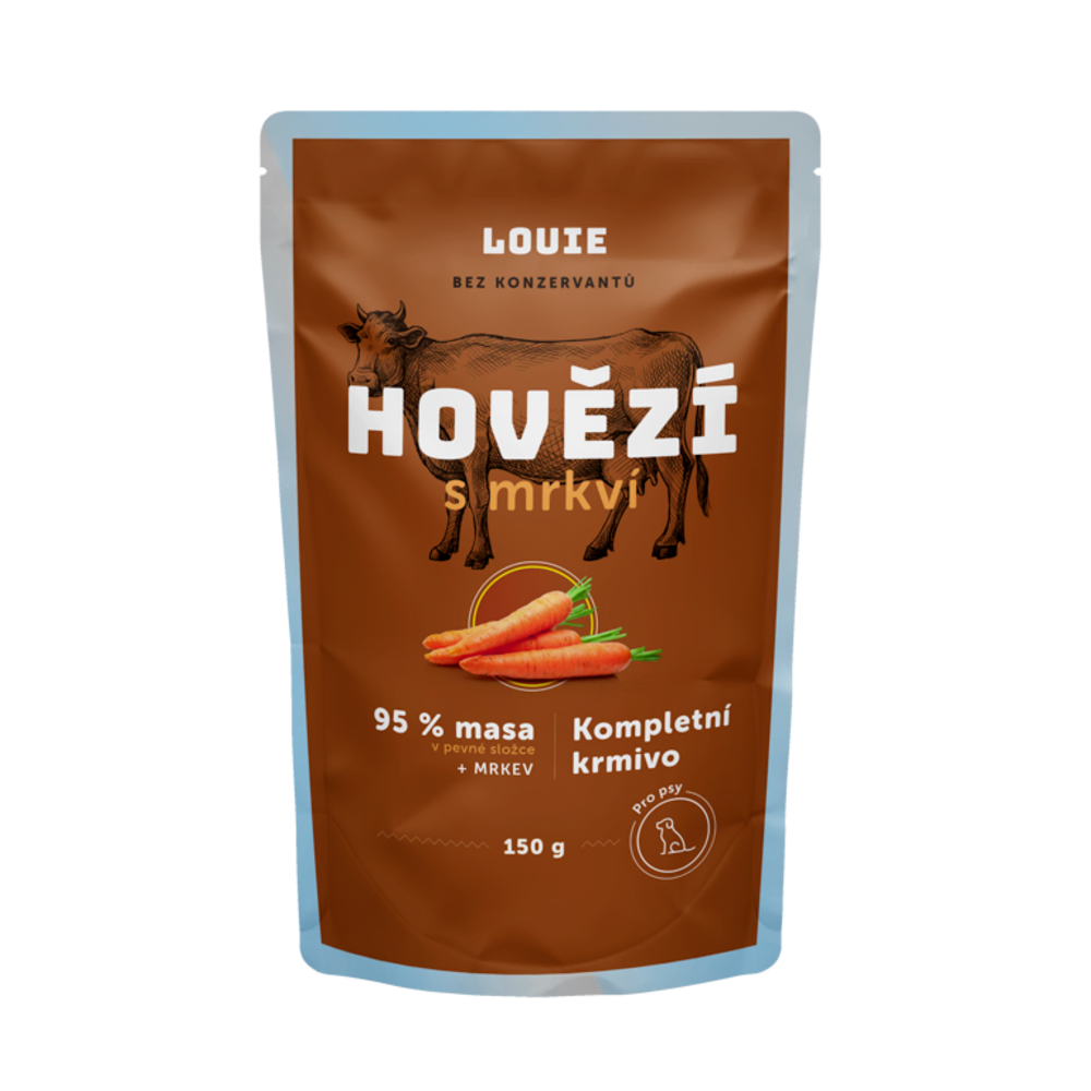 Hovězí kapsička s mrkví 150g – LOUIE kompletní krmivo pro psy