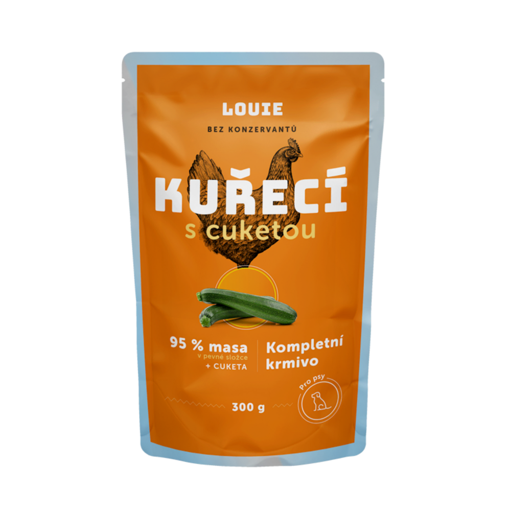 Kuřecí kapsička s cuketou 300 g – LOUIE kompletní krmivo pro psy
