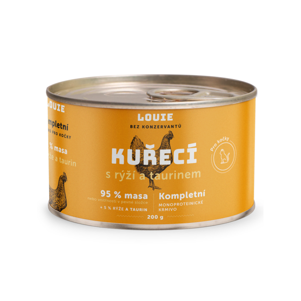 Kuřecí s rýží a taurinem 200 g - LOUIE kompletní krmivo pro kočky