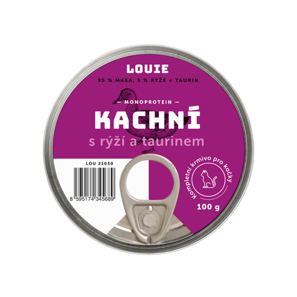 Kachní s rýží a taurinem 100 g - LOUIE kompletní krmivo pro kočky